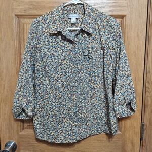 Christopher‎ & Banks Women 3/4 Roll Tab Sleeve Button-Up Shirt Size Medium